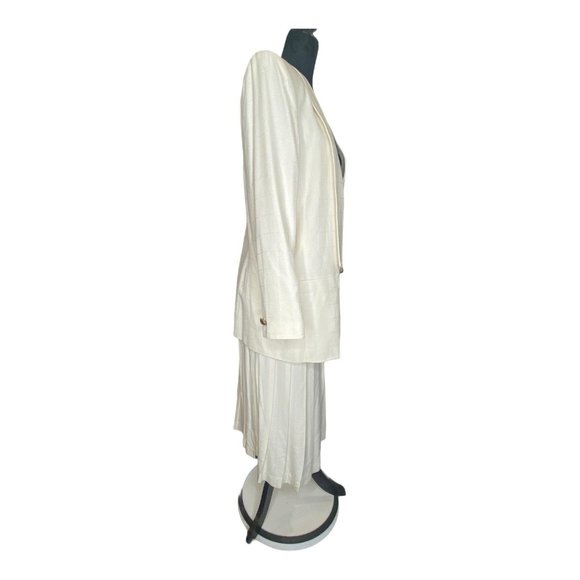 Kasper for A.S.L. Oversized Jacket & Pleated A-line MIDI Skirt Vintage Ivory 16 - Picture 9 of 15